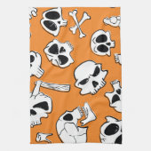 Halloween Skulls Botten Doodle Pattern Theedoek (Verticaal)