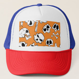 Halloween Skulls Botten Doodle Pattern Trucker Pet
