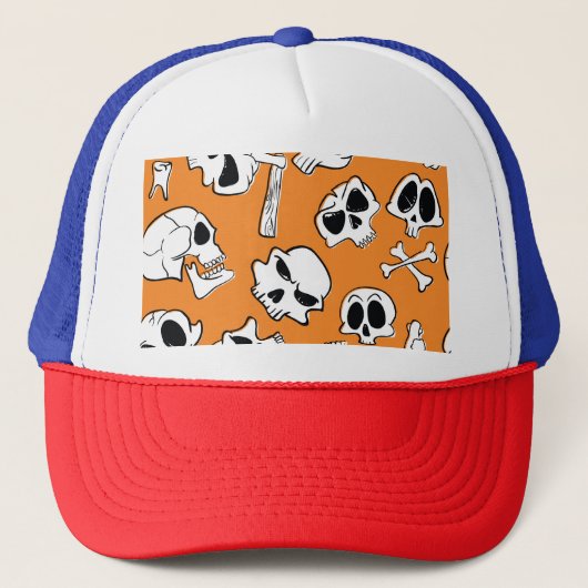 Halloween Skulls Botten Doodle Pattern Trucker Pet (Voorkant)