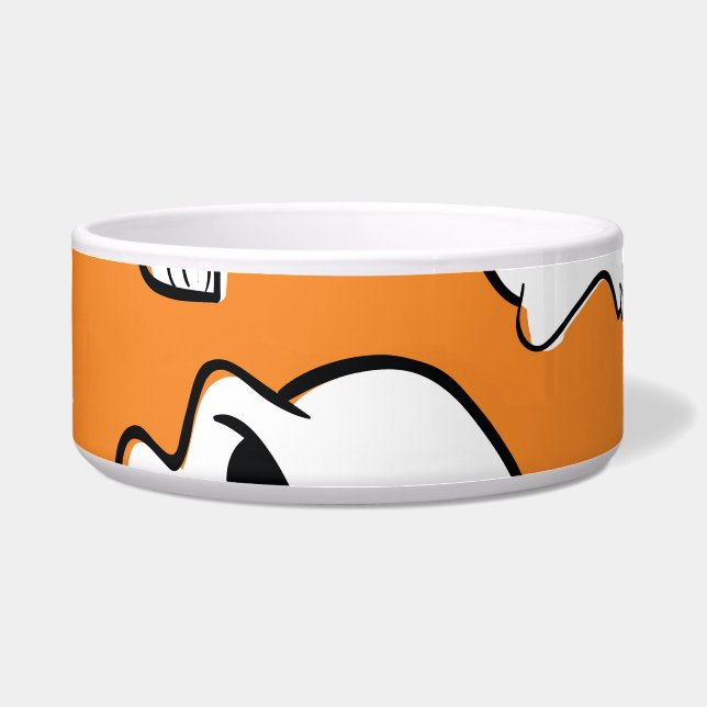 Halloween Skulls Botten Doodle Pattern Voerbakje (Voorkant)