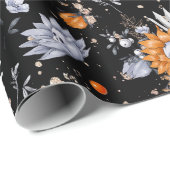 Halloween skulls en bloemen naadloos patroon cadeaupapier (Rol Hoek)