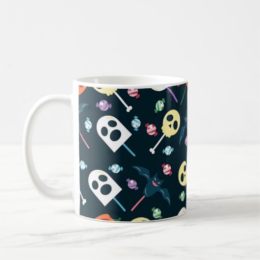 Halloween Skulls & Ghosts Snoep Pattern Mok (Links)