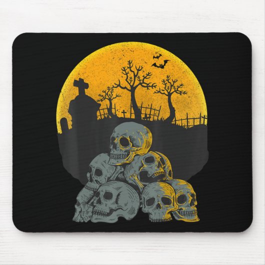 Halloween Skulls Head Moon Skeleton Costume Kinder Muismat (Voorkant)