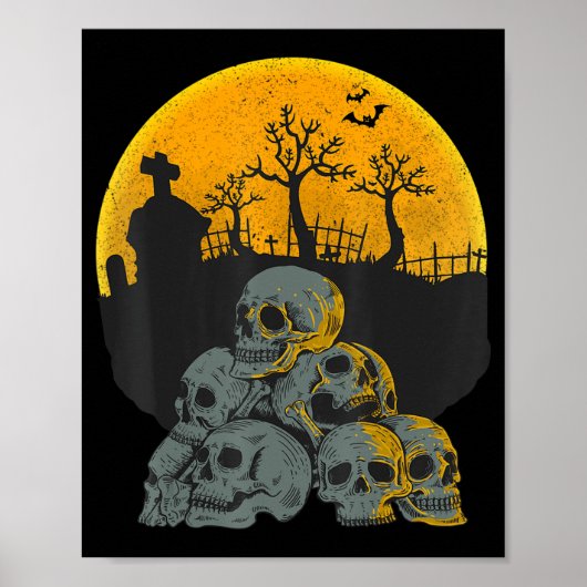 Halloween Skulls Head Moon Skeleton Costume Kinder Poster (Voorkant)