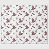 Halloween Skulls, heks Petten, Potions en Eyeball Cadeaupapier (Vlak)