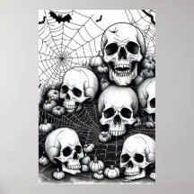 Halloween Skulls Horror, Spooky Bats Nachtmerrie