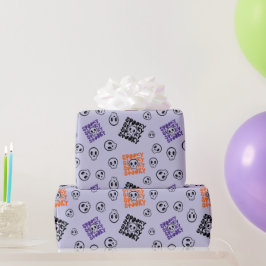 Halloween Skulls Naadloze Paarse Wrapping Paper Cadeaupapier
