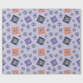 Halloween Skulls Naadloze Paarse Wrapping Paper Cadeaupapier (Vlak)
