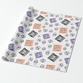 Halloween Skulls Naadloze Verpakkingspapier Ontwer Cadeaupapier (Uitgerold)