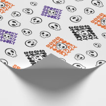 Halloween Skulls Naadloze Verpakkingspapier Ontwer