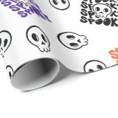 Halloween Skulls Naadloze Verpakkingspapier Ontwer Cadeaupapier (Rol Hoek)