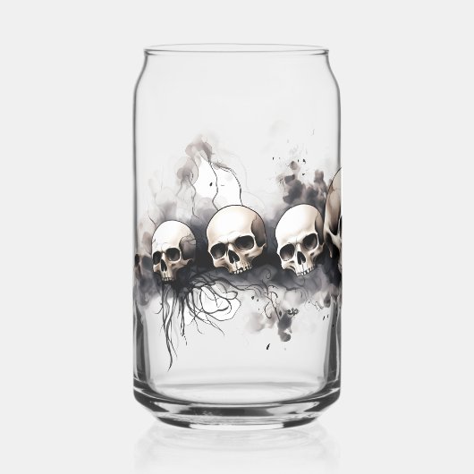 Halloween Skulls Ontwerp Drinkware Set Blikvorm Glas (Voorkant)