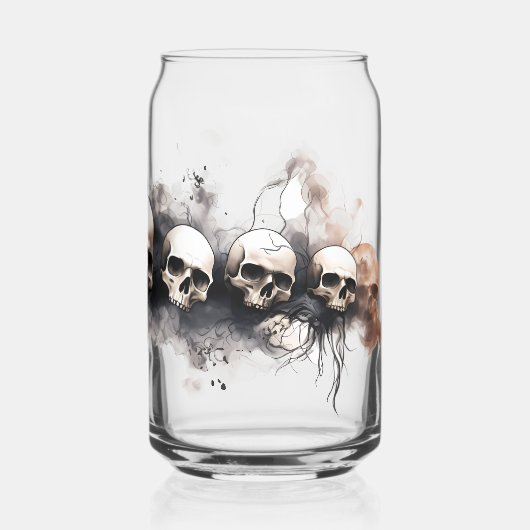 Halloween Skulls Ontwerp Drinkware Set Blikvorm Glas (Achterkant)