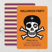 Halloween skulls op oranje uitnodiging (Voorkant / Achterkant)