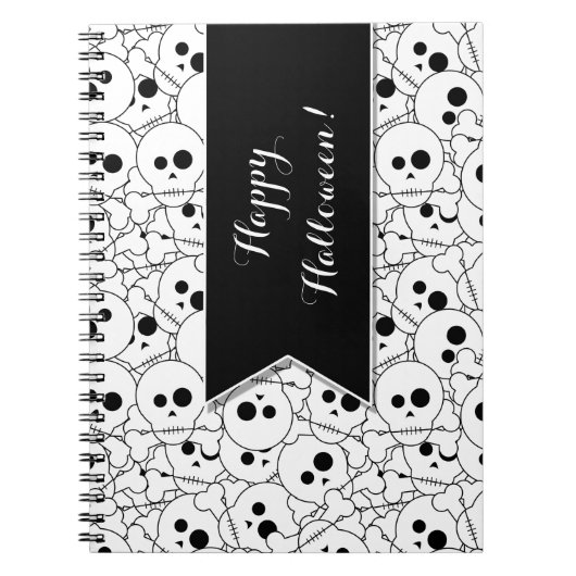 Halloween Skulls Pattern Custom Notitieboek (Voorkant)