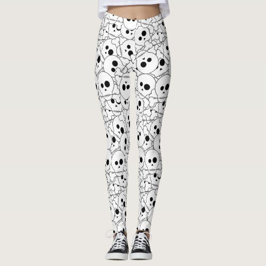 Halloween Skulls Pattern Leggings (Voorkant)