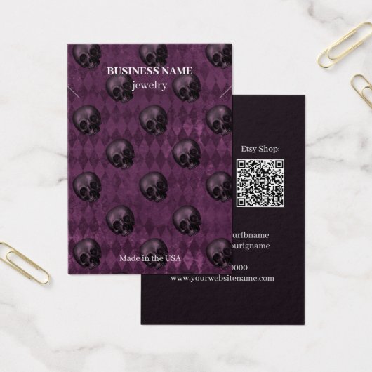 Halloween Skulls QR Code Jewelry Business Ketting Visitekaartje (Kantoor)