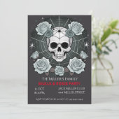 Halloween Skulls & Rozen Party Aanpassen Kaart (Staand voorkant)