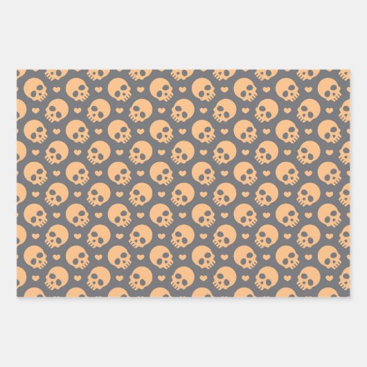 Halloween Skulls & Sweet Hearts Wrapping Paper (Voorkant 2)