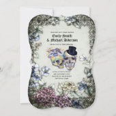 Halloween Skulls Trendy Party nodigt Waterverf uit Kaart (Voorkant)