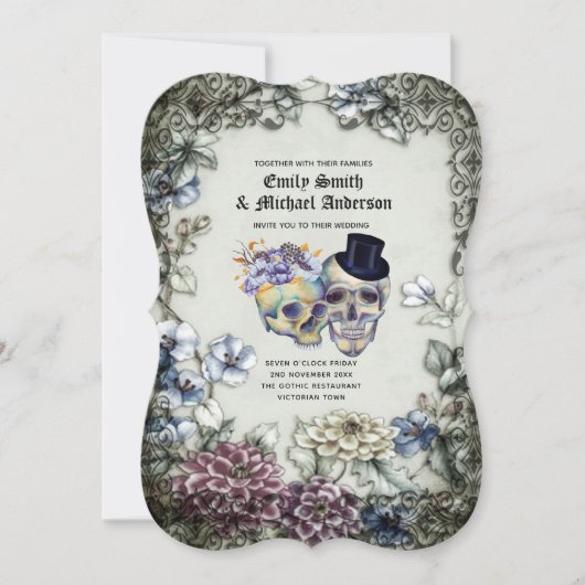Halloween Skulls Trendy Party nodigt Waterverf uit Kaart (Voorkant)