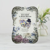 Halloween Skulls Trendy Party nodigt Waterverf uit Kaart (Staand voorkant)