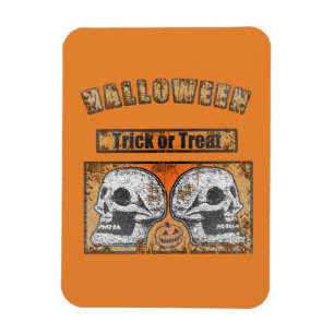 Halloween Skulls - Trick or treat Worn Oranje Magneet