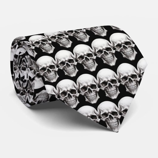Halloween Skulls Zwart Stropdas (Opgerold)