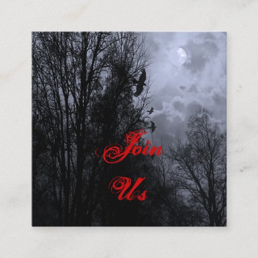 Halloween Sky en Ravens Invitation Visitekaartje Informatiekaartje (Voorkant)