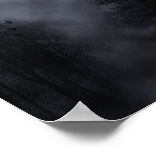 Halloween Sky met Ravens Blue Mist Poster (Hoek)