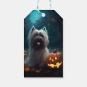 Halloween Skye Terrier met pomkins Scary Cadeaulabel (Achterkant)