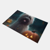 Halloween Skye Terrier met pomkins Scary Deurmat (Schuin)