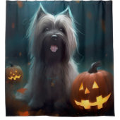Halloween Skye Terrier met pomkins Scary Douchegordijn (Voorkant)