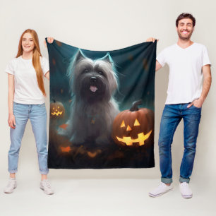 Halloween Skye Terrier met pomkins Scary Fleece Deken