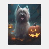 Halloween Skye Terrier met pomkins Scary Fleece Deken (Voorkant)