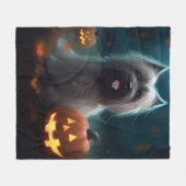 Halloween Skye Terrier met pomkins Scary Fleece Deken (Voorkant (Horizontaal))