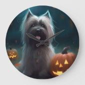 Halloween Skye Terrier met pomkins Scary Grote Klok (Voorkant)