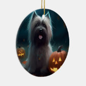 Halloween Skye Terrier met pomkins Scary Keramisch Ornament (Rechts)
