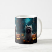 Halloween Skye Terrier met pomkins Scary Koffiemok (Voorkant rechts)