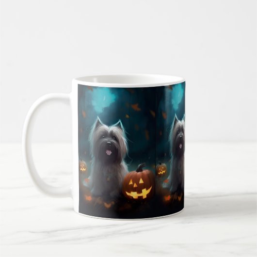 Halloween Skye Terrier met pomkins Scary Koffiemok (Links)