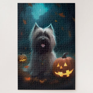 Halloween Skye Terrier met pomkins Scary Legpuzzel