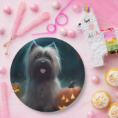Halloween Skye Terrier met pomkins Scary Papieren Bordje (Feest)
