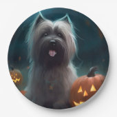 Halloween Skye Terrier met pomkins Scary Papieren Bordje (Voorkant)