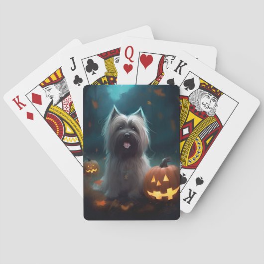Halloween Skye Terrier met pomkins Scary Pokerkaarten (Achterkant)
