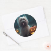 Halloween Skye Terrier met pomkins Scary Ronde Sticker (Envelop)