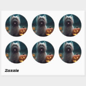 Halloween Skye Terrier met pomkins Scary Ronde Sticker (Vel)