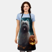 Halloween Skye Terrier met pomkins Scary Schort (Gedragen)