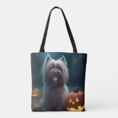 Halloween Skye Terrier met pomkins Scary Tote Bag (Achterkant)