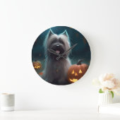 Halloween Skye Terrier Met Pompoenen Eng Grote Klok (Huis)