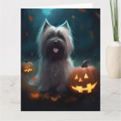 Halloween Skye Terrier Met Pompoenen Eng Kaart (Voorkant)